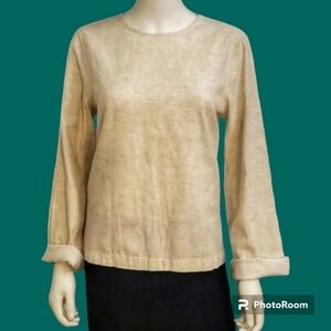 BLDWN Anthropologie Linen Pullover Long Sleeve Shirt Size Medium